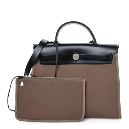 Hermes Vache Hunter Toile Herbag Zip 31 PM Etoupe Black 3 of 12
