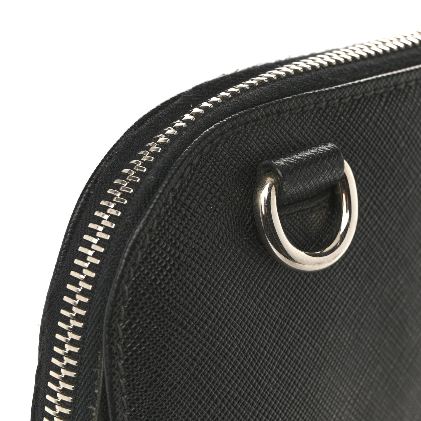 Saffiano Cuir Front Zip Pocket Briefcase Black