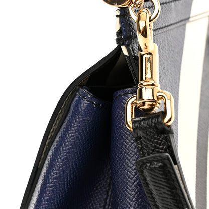 Dolce & Gabbana Dauphine Chevron Striped Medium Miss Sicily Satchel Blue 11 of 11