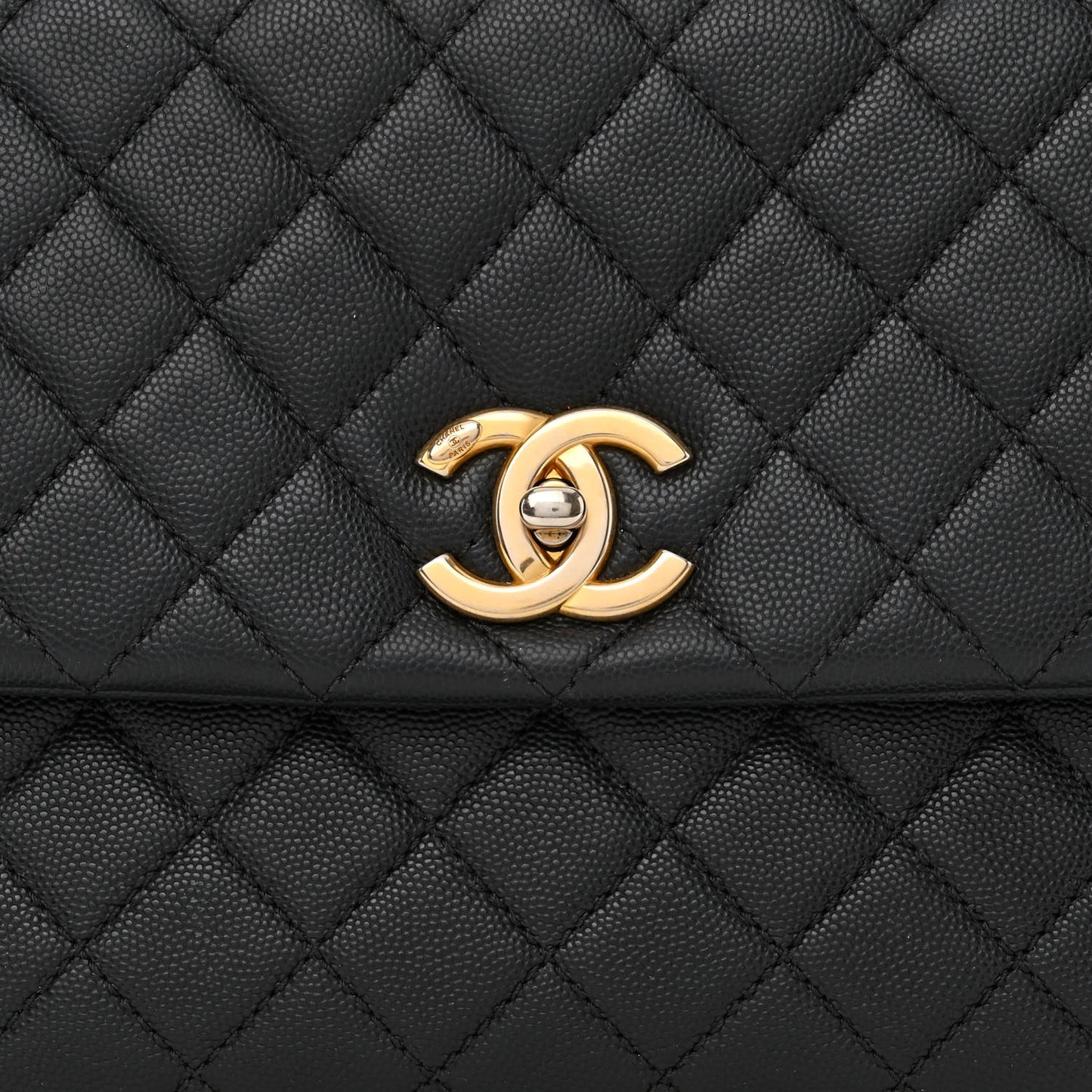 Caviar Quilted Medium Coco Handle Flap Black