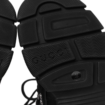Gucci X SEGA Calfskin Suede Technical Canvas Womens Flashtrek High-Top Sneakers 35 Black 7 of 9