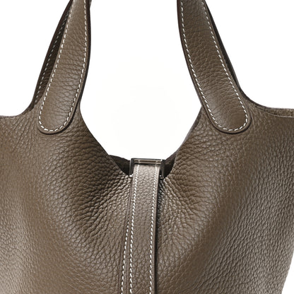 Hermes Taurillon Clemence Picotin Lock 18 PM Etoupe 8 of 13
