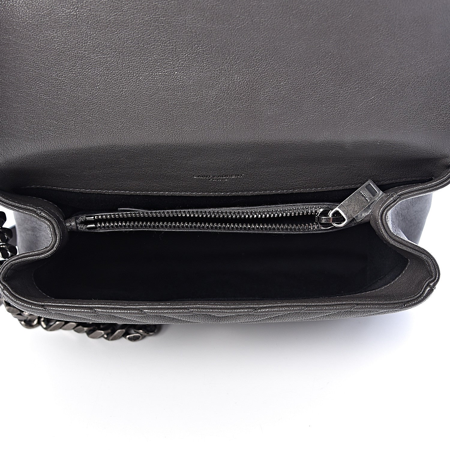 Saint Laurent Sheepskin Matelasse Chevron Monogram Medium College Bag Asphalt 5 of 9