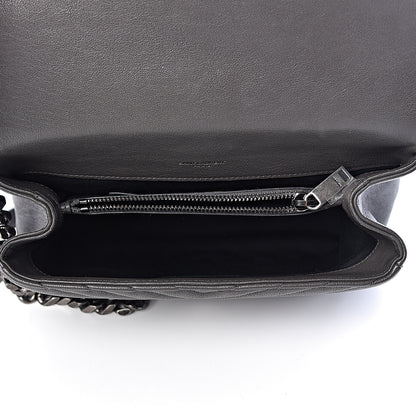 Saint Laurent Sheepskin Matelasse Chevron Monogram Medium College Bag Asphalt 5 of 9