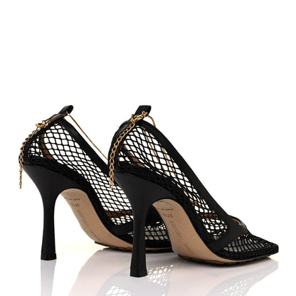 Bottega Veneta Mesh Calfskin Chain Stretch Pumps 37.5 Black 4 of 8