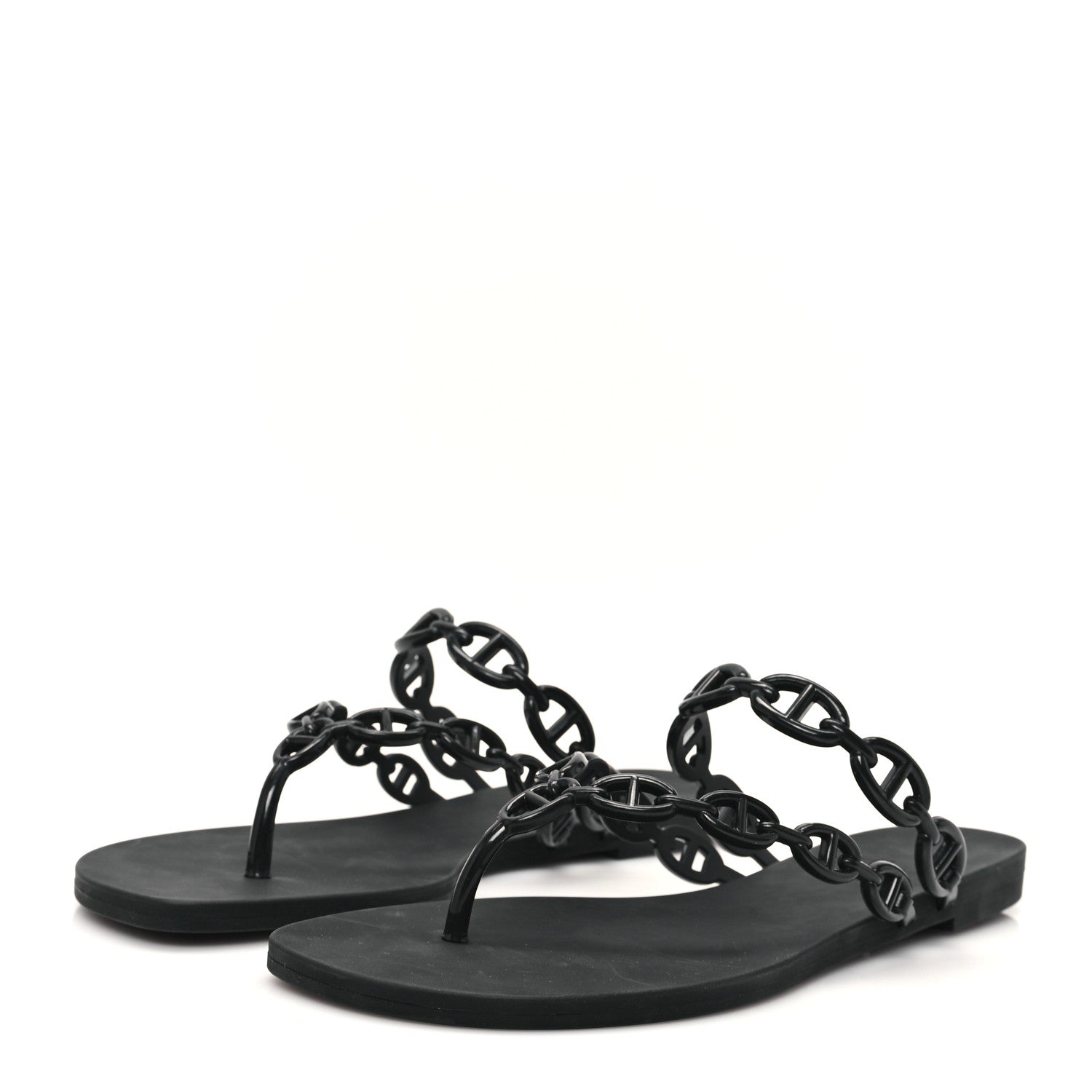 Hermes Rubber Chaine d'Ancre Island Sandals 38 Black 4 of 9