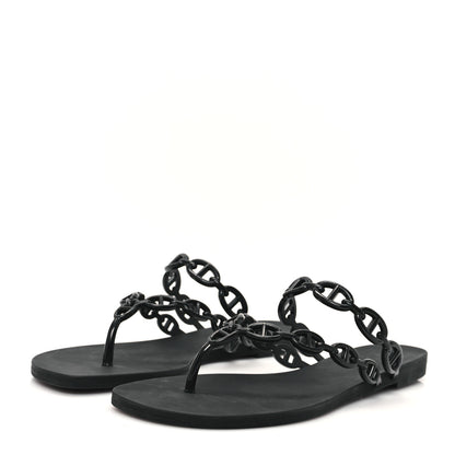Hermes Rubber Chaine d'Ancre Island Sandals 38 Black 4 of 9