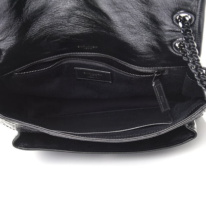 Saint Laurent Crinkled Calfskin Matelasse Monogram Medium Niki Chain Satchel Black 7 of 8