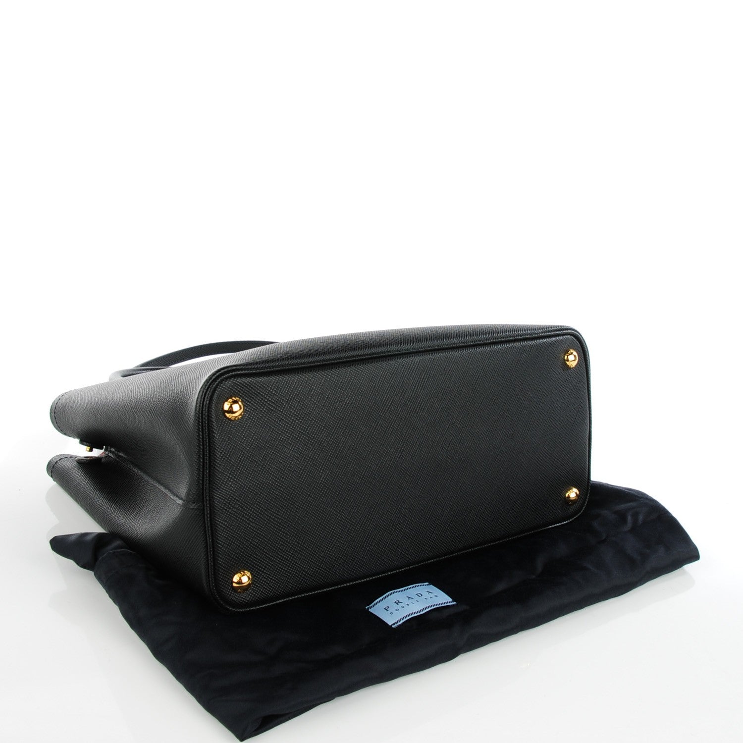 Prada Saffiano Cuir Medium Double Bag Black Fuoco 4 of 6