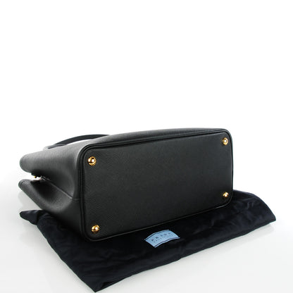 Prada Saffiano Cuir Medium Double Bag Black Fuoco 4 of 6
