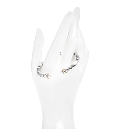 David Yurman Sterling Silver 14K Yellow Gold Pearl 5mm Cable Classics Bracelet 2 of 4