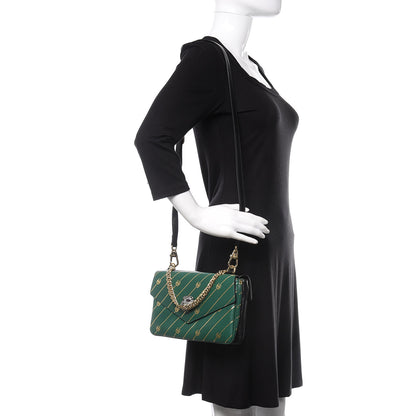 Gucci Calfskin Diagonal GG Medium Thiara Double Envelope Shoulder Bag Emerald Green Black 2 of 10