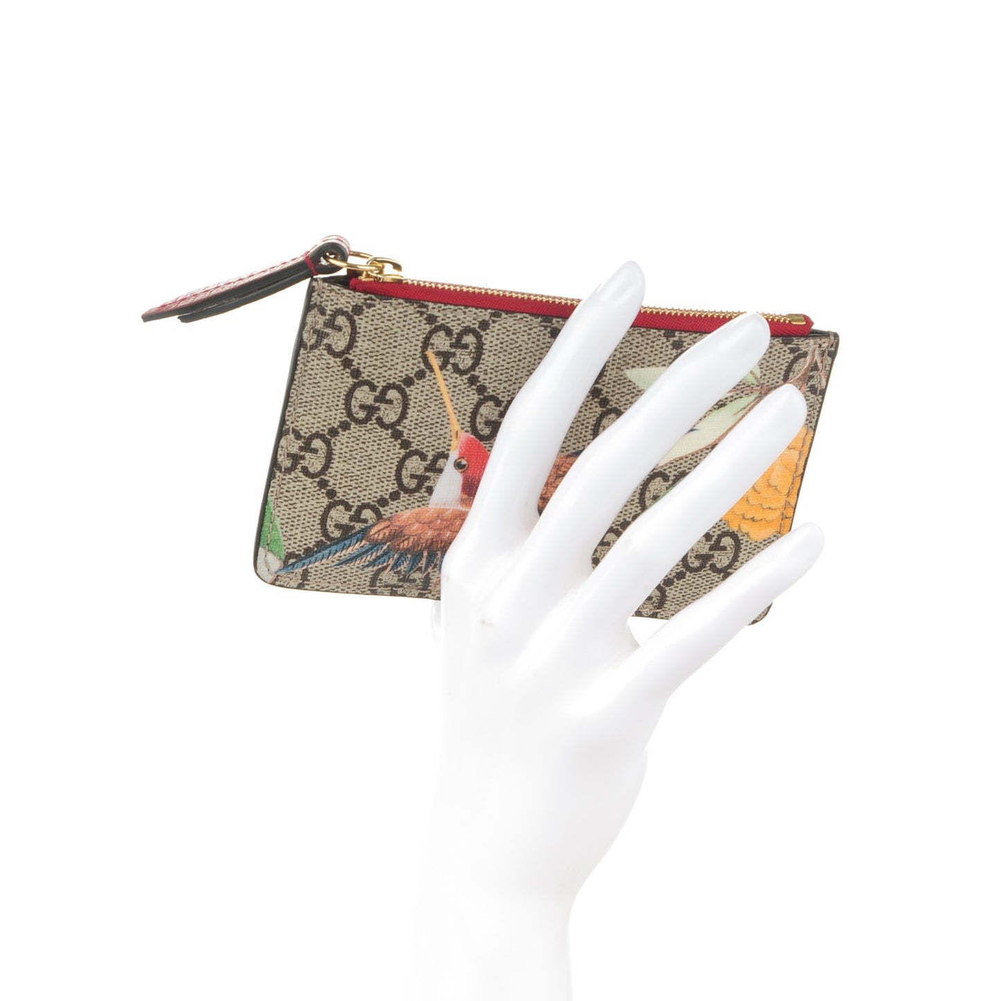 GG Supreme Monogram Tian Key Case Beige Multicolor Red