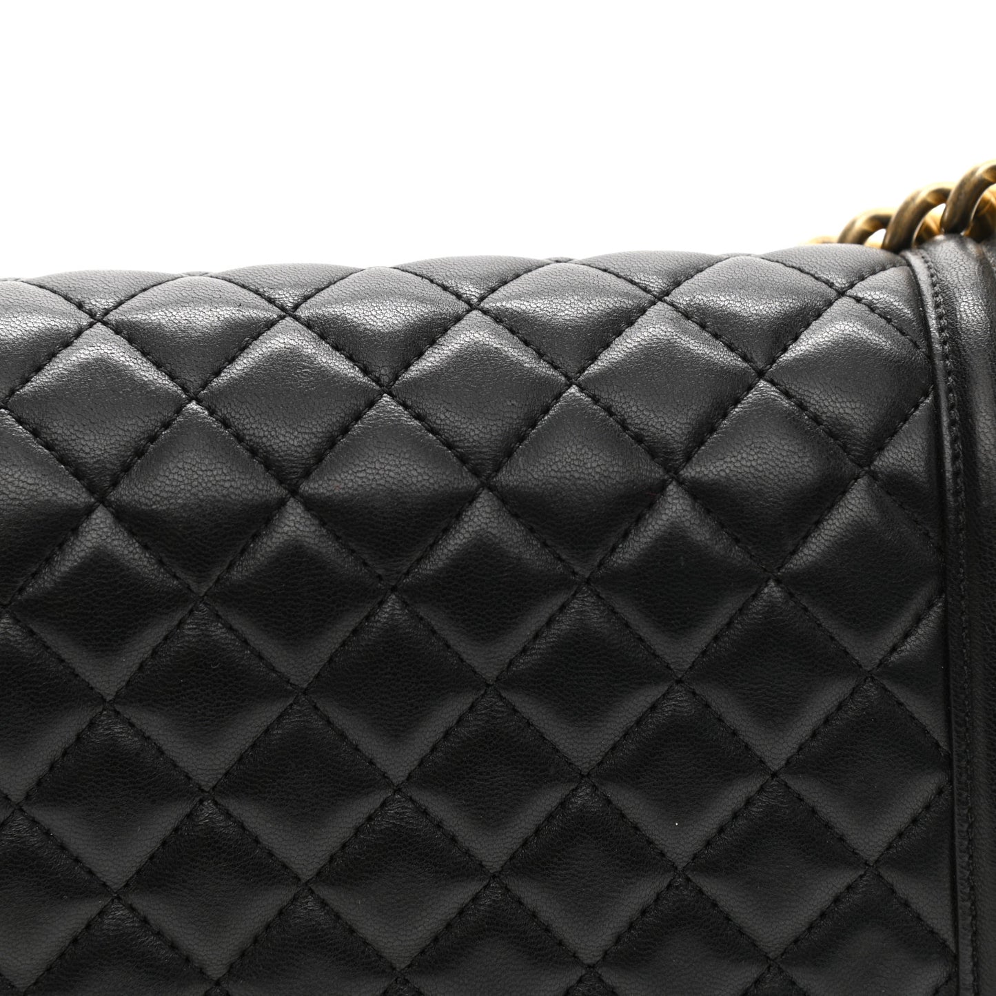 Lambskin Quilted Medium Boy Flap Black