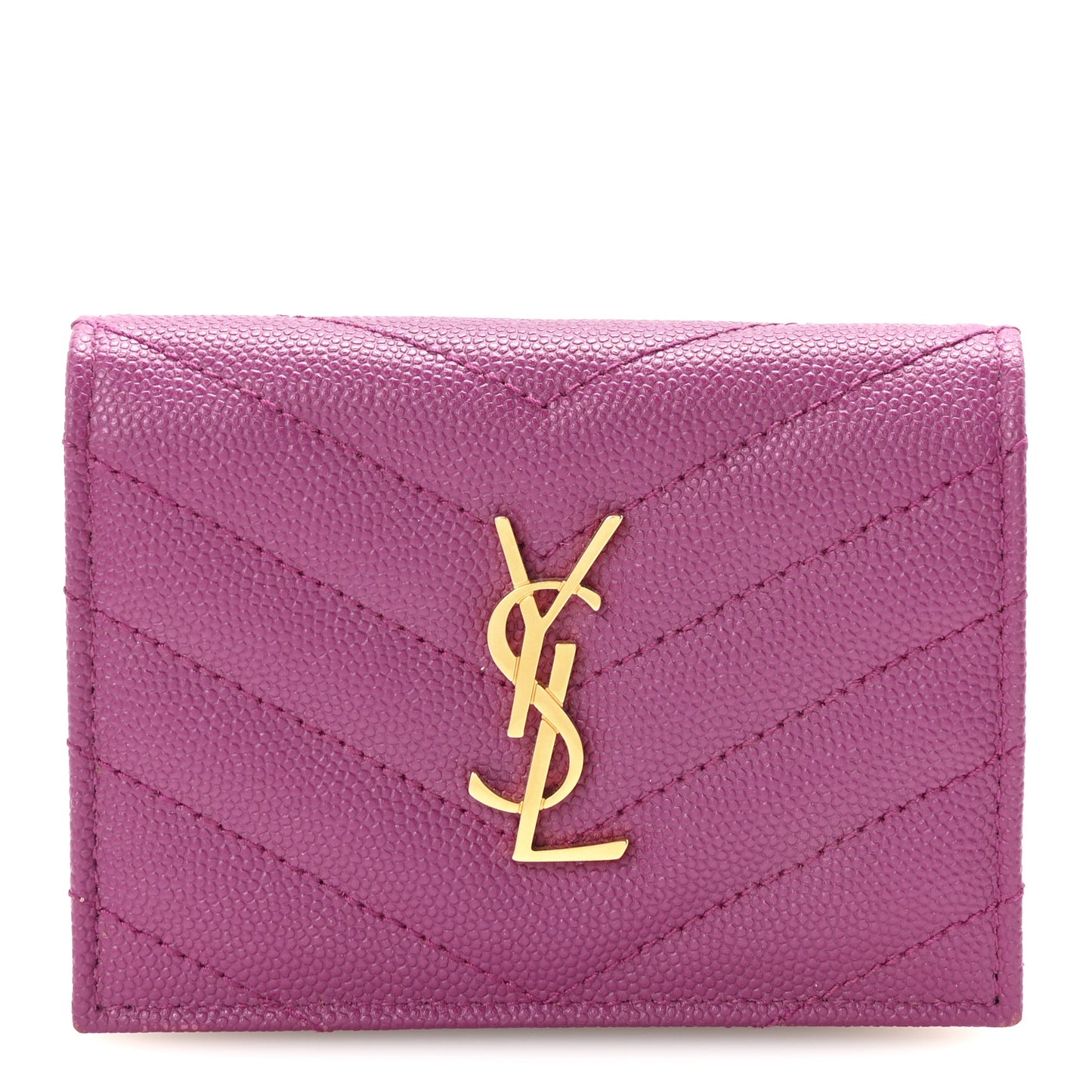 Grain De Poudre Matelasse Chevron Monogram Flap Card Case Dark Grape