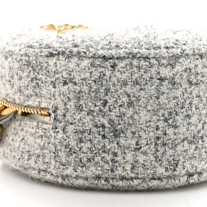 Chanel Wool Tweed Lambskin Quilted Chanel 19 Round Clutch With Chain Grey Ecru 10 of 10