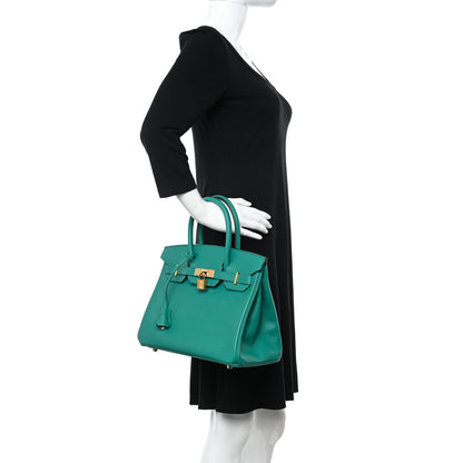 Hermes Epsom Birkin 30 Vert Vertigo 2 of 10