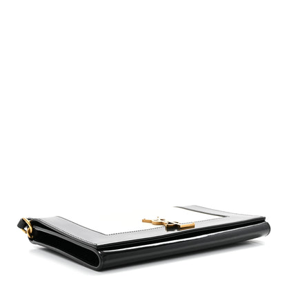 Saint Laurent Nappa Patent Calfskin Two-Toned Monogram Pouch Alabastro Black 4 of 9