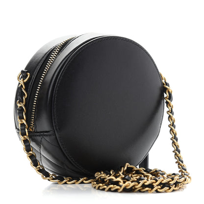 Chanel Lambskin Quilted Lucky Charms CC Round Clutch With Chain Black 3 of 9
