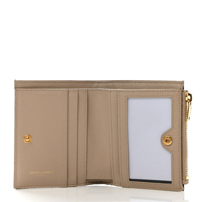 Saint Laurent Grain De Poudre Matelasse Chevron Monogram Zipped Card Case Nude Powder 5 of 8