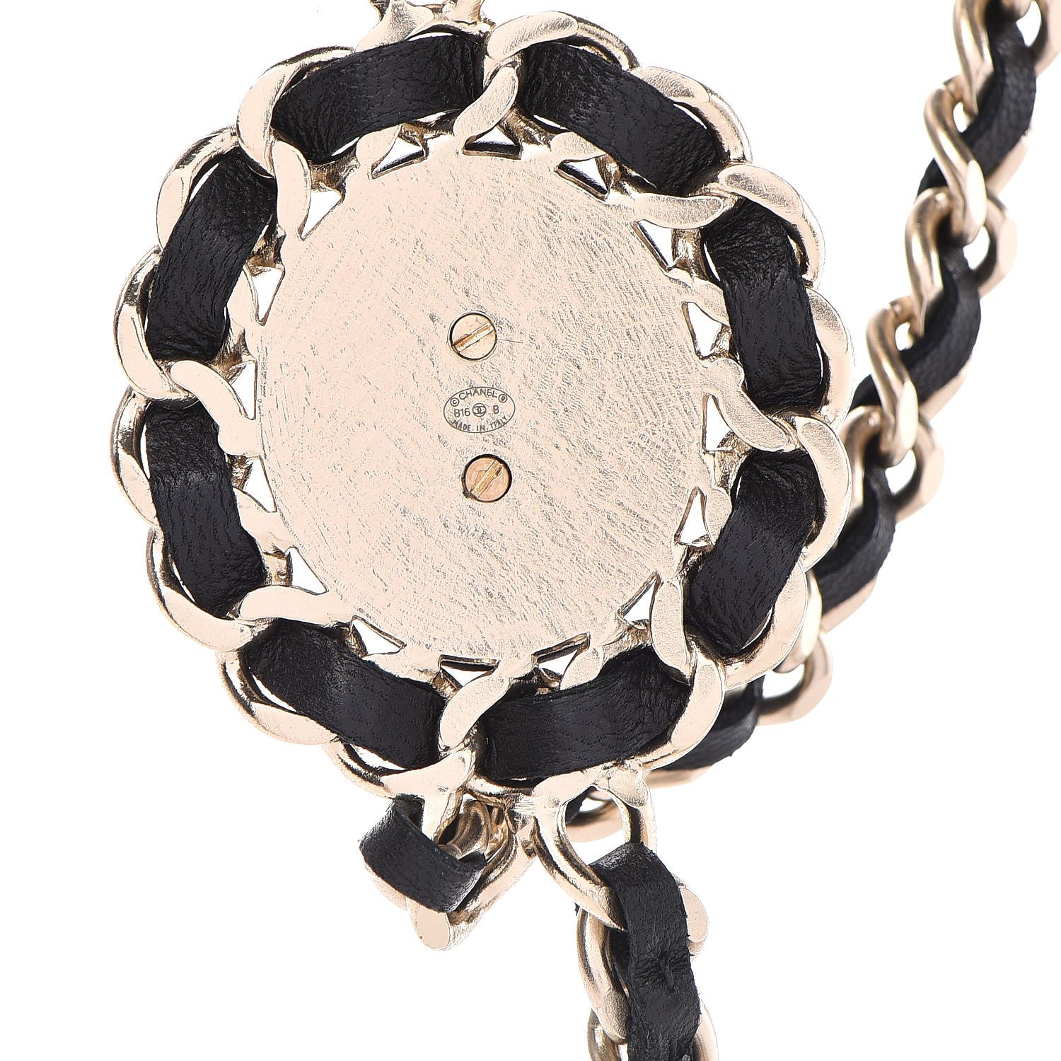 Chanel Lambskin CC Long Chain Necklace Black Gold 5 of 7