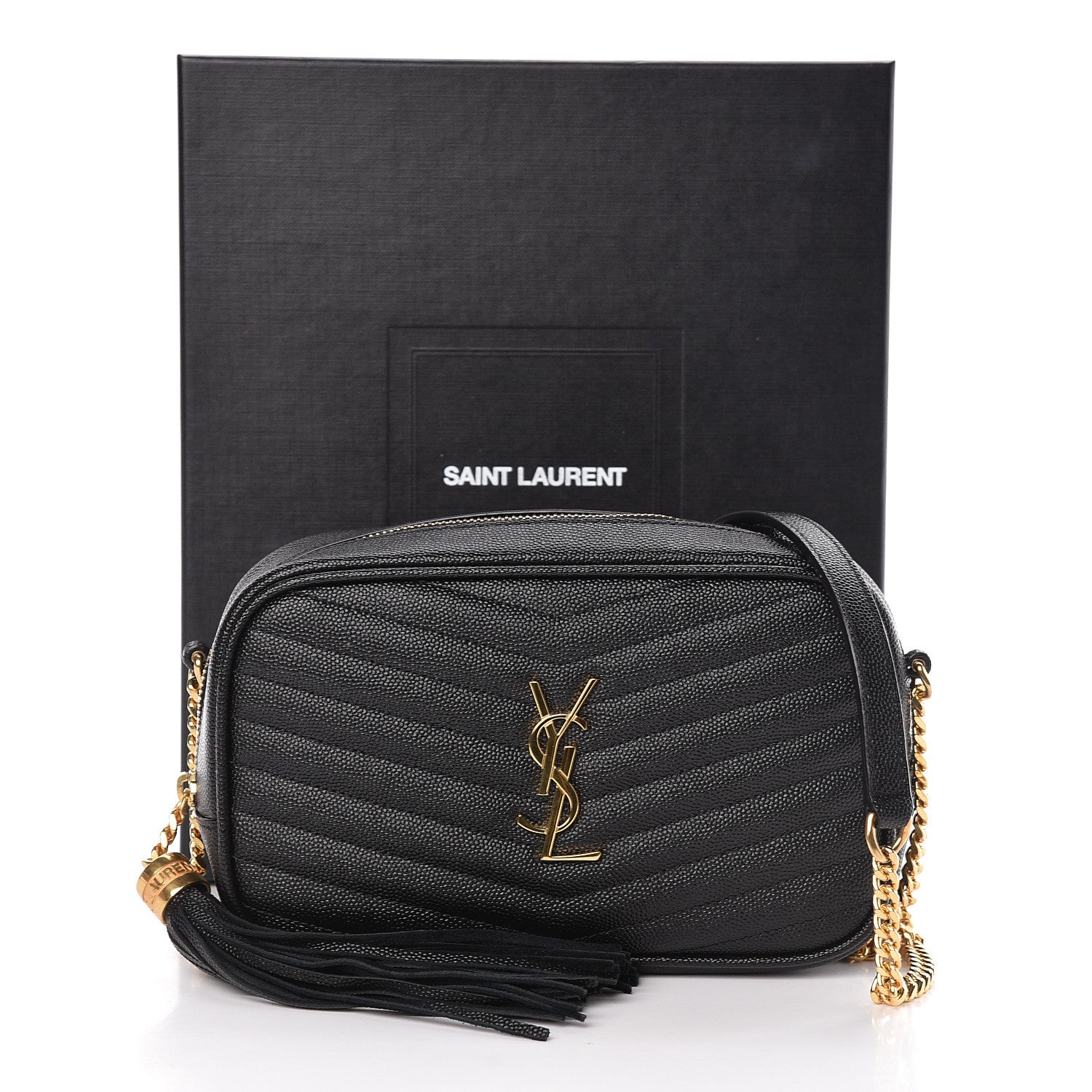 Saint Laurent Grain De Poudre Matelasse Monogram Mini Lou Camera Bag Black 10 of 10