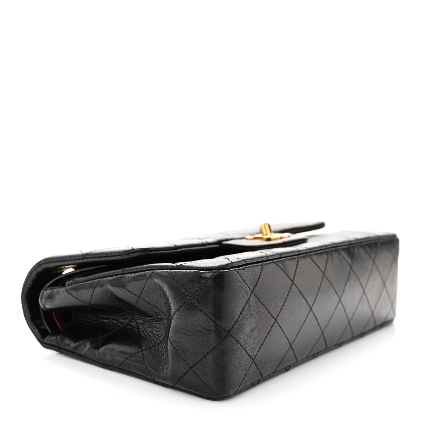Lambskin Quilted Small Double Flap Black
