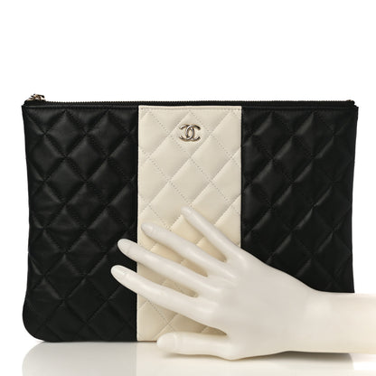 Chanel Lambskin Quilted Medium Cosmetic Case Black White 2 of 11