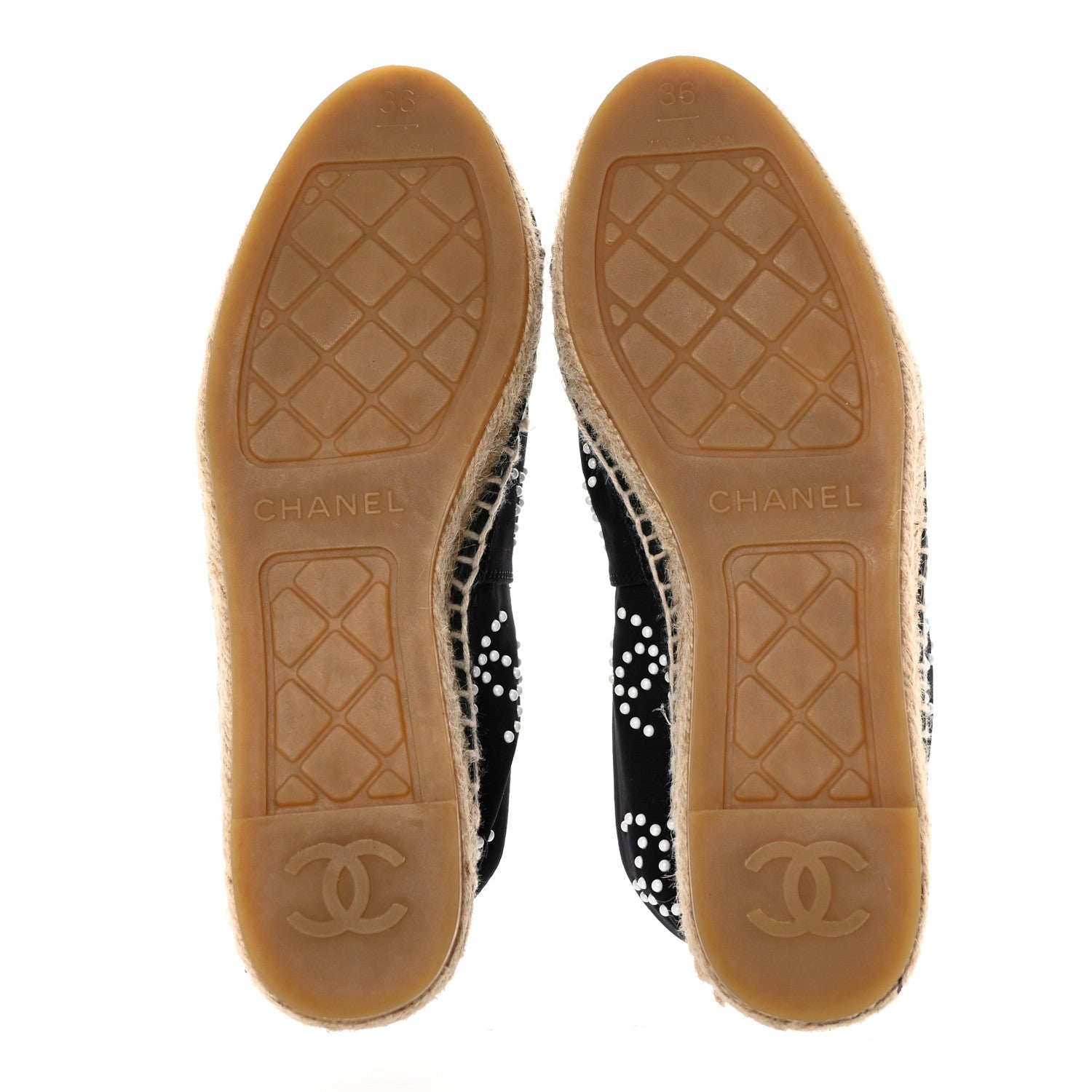 Chanel Neoprene Patent Calfskin Pearl CC Espadrilles 36 Black White 5 of 12