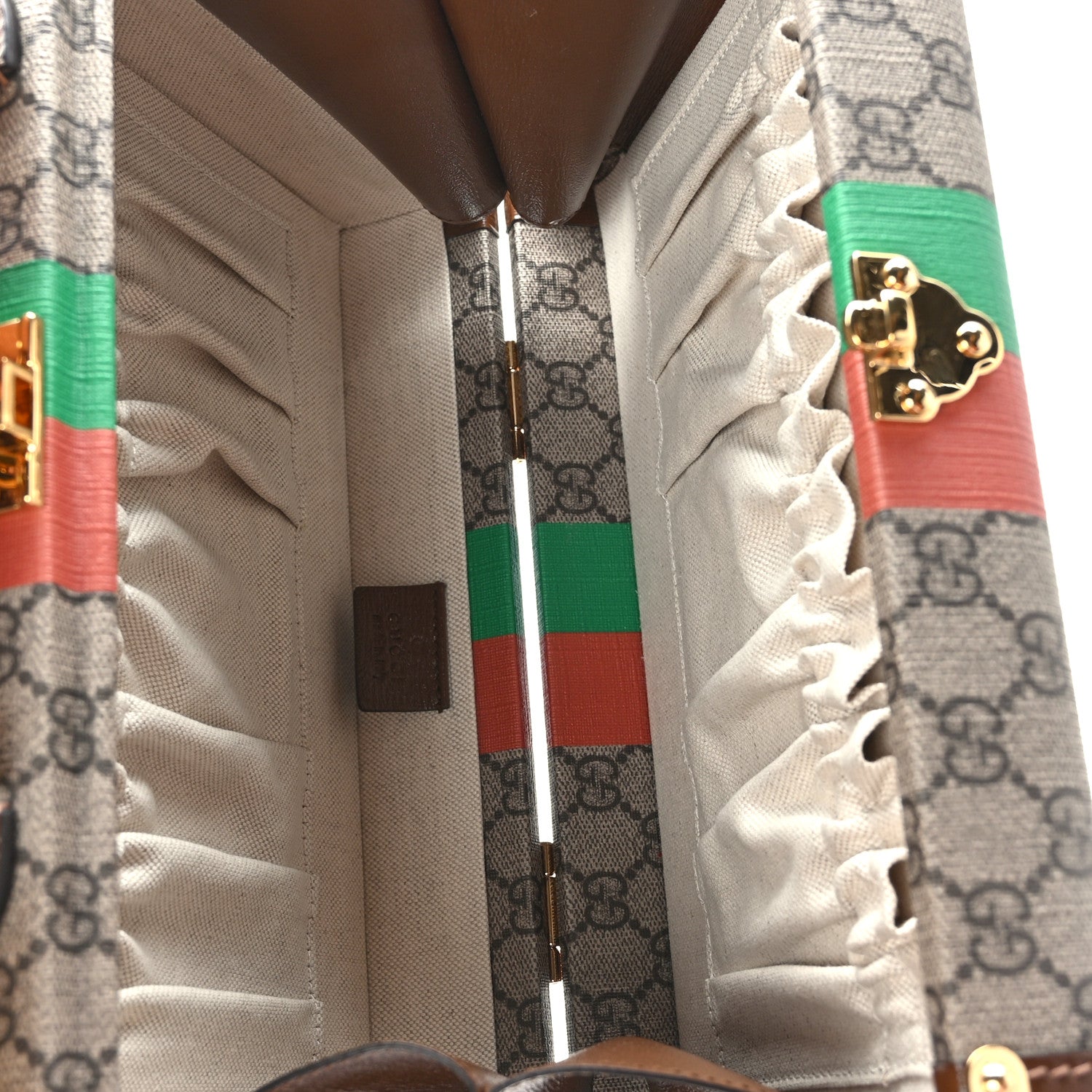 Gucci GG Supreme Monogram Azalea Calfskin Fake/Not Retro Interlocking G Beauty Case Beige Ebony Brown Sugar 6 of 9