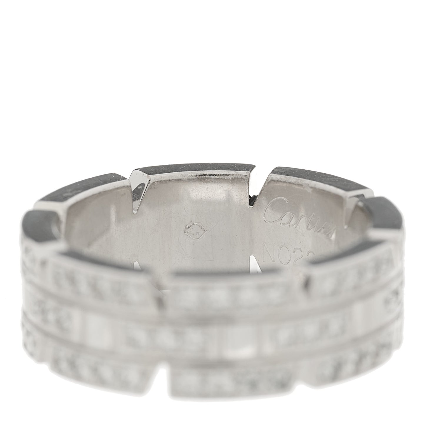 18K White Gold Diamond 6mm Tank Francaise Ring 46 3.75