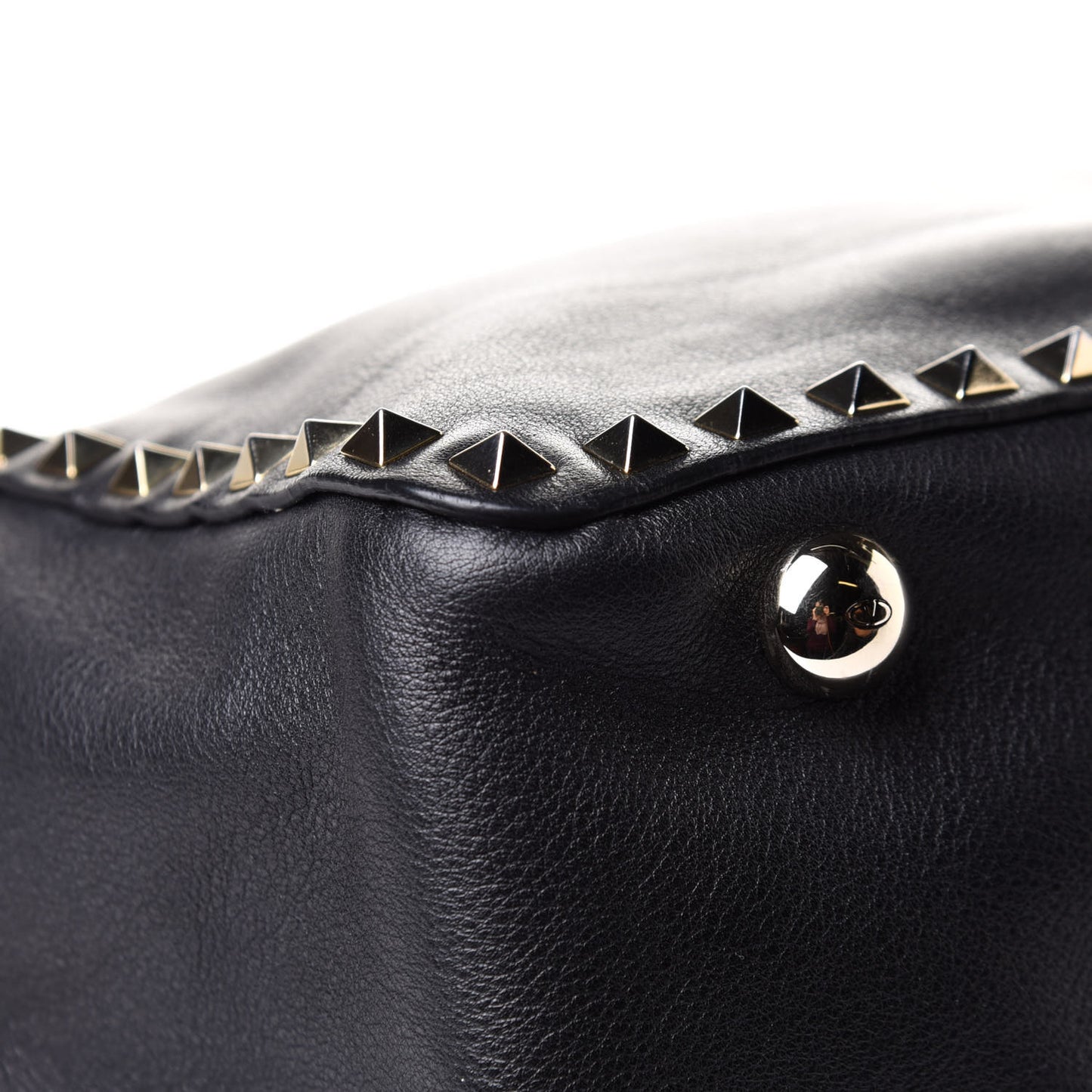 Vitello Medium Rockstud Tote Black