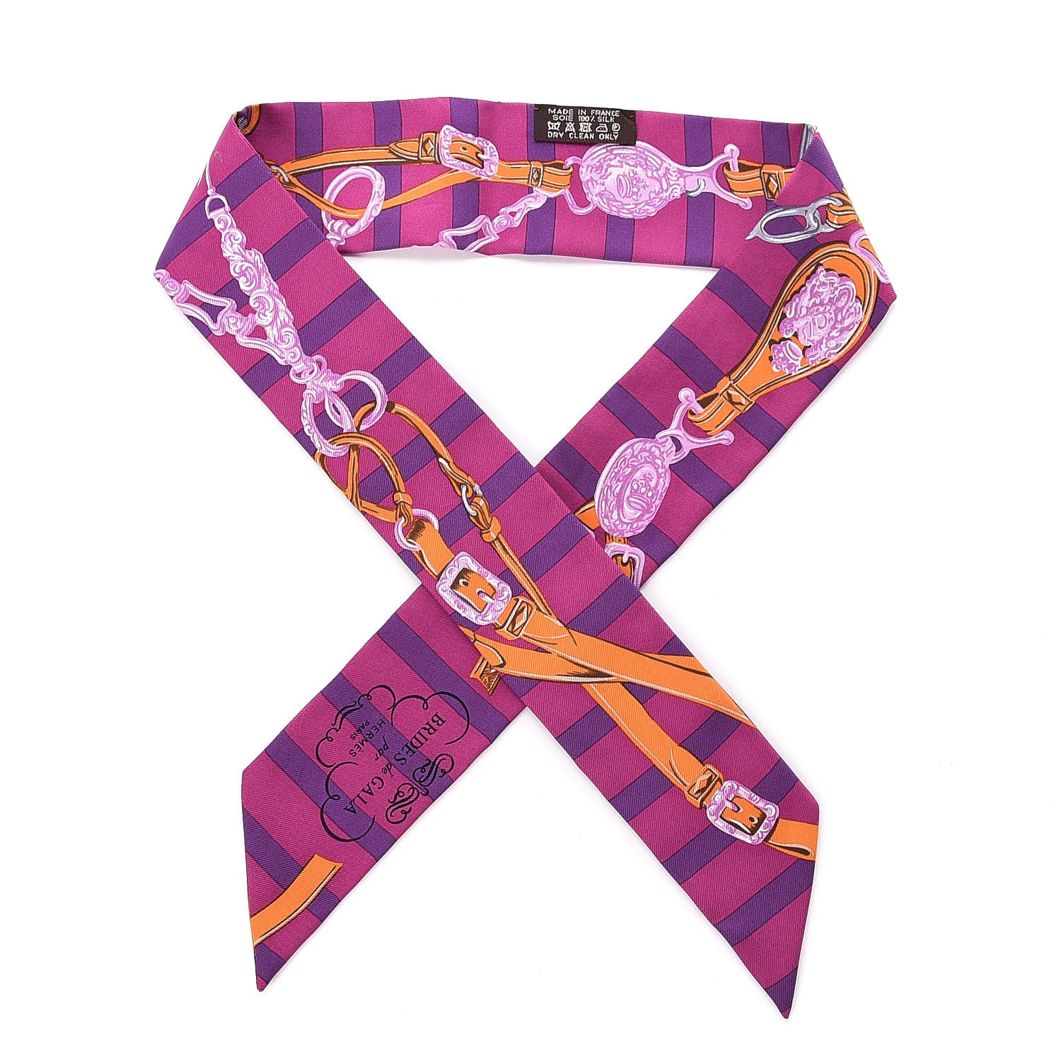 Hermes Silk Brides De Gala Bayaderes Twilly Fuchsia Violet Orange 1 of 4