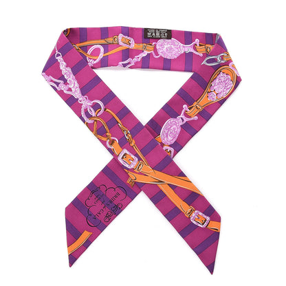 Hermes Silk Brides De Gala Bayaderes Twilly Fuchsia Violet Orange 1 of 4