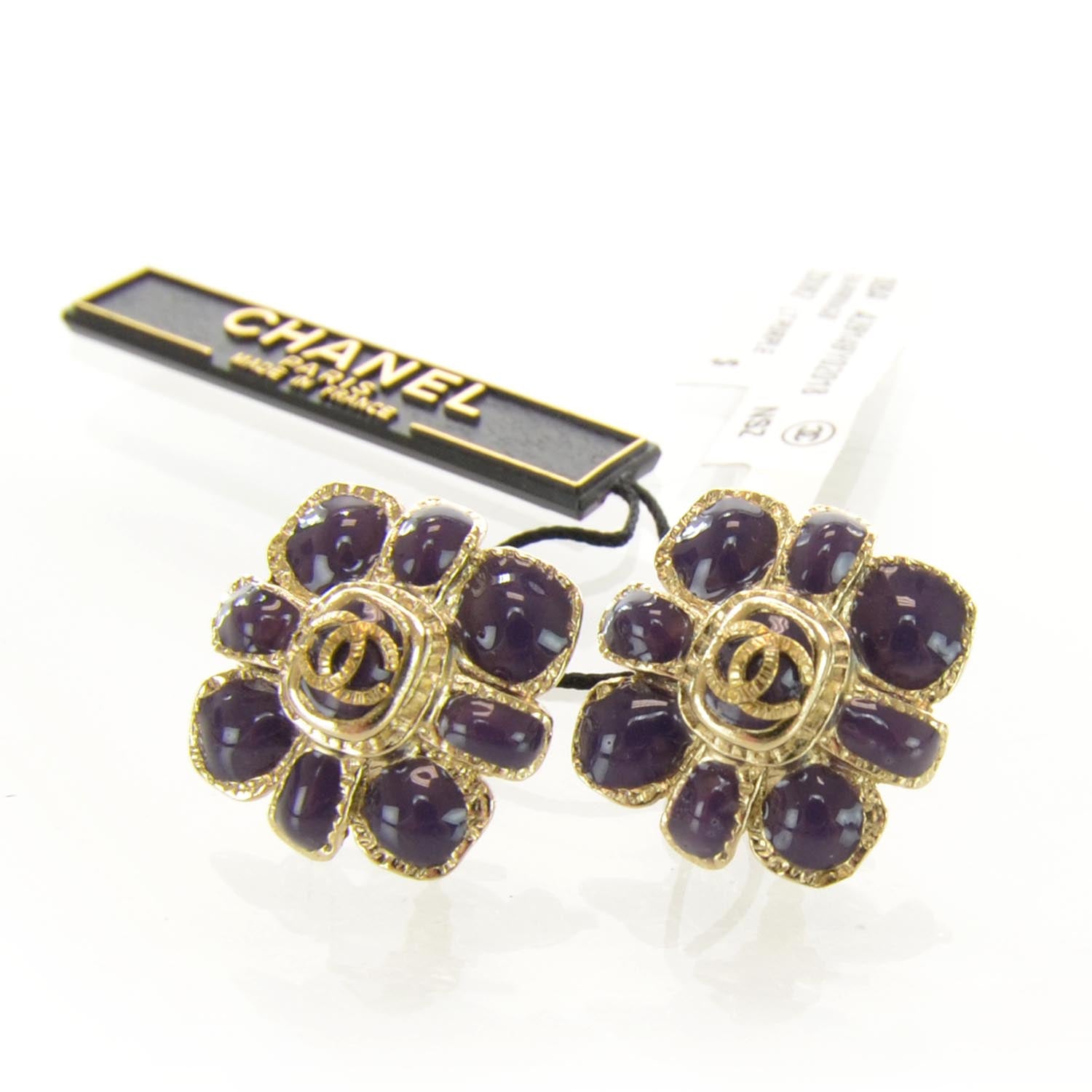 Chanel Resin CC Earrings Purple 1 of 3