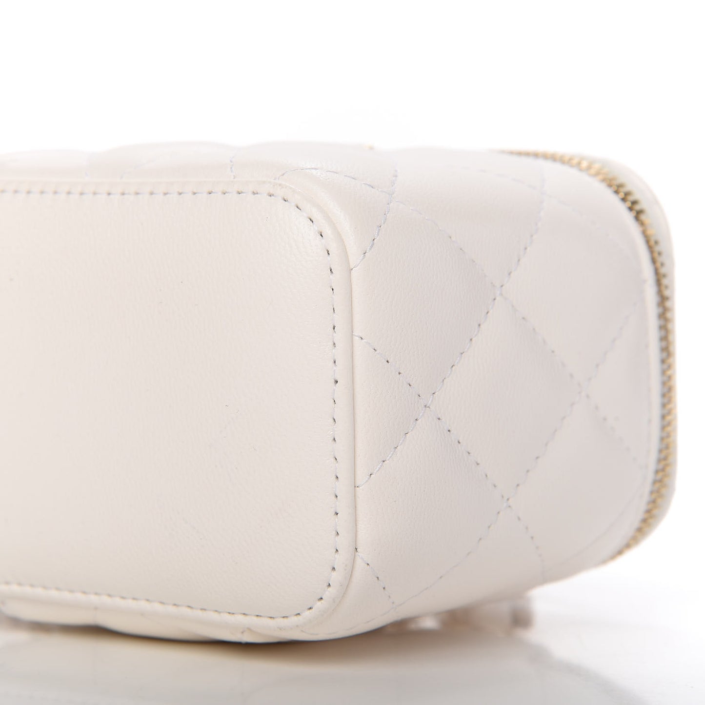 Lambskin Quilted My Chanel Lady Vanity Case With Chain White