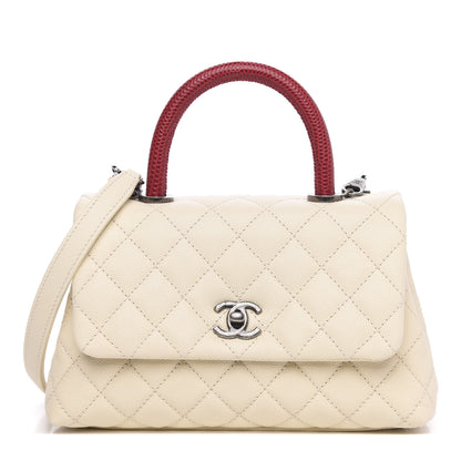 Chanel Caviar Lizard Quilted Mini Coco Handle Flap White 1 of 11