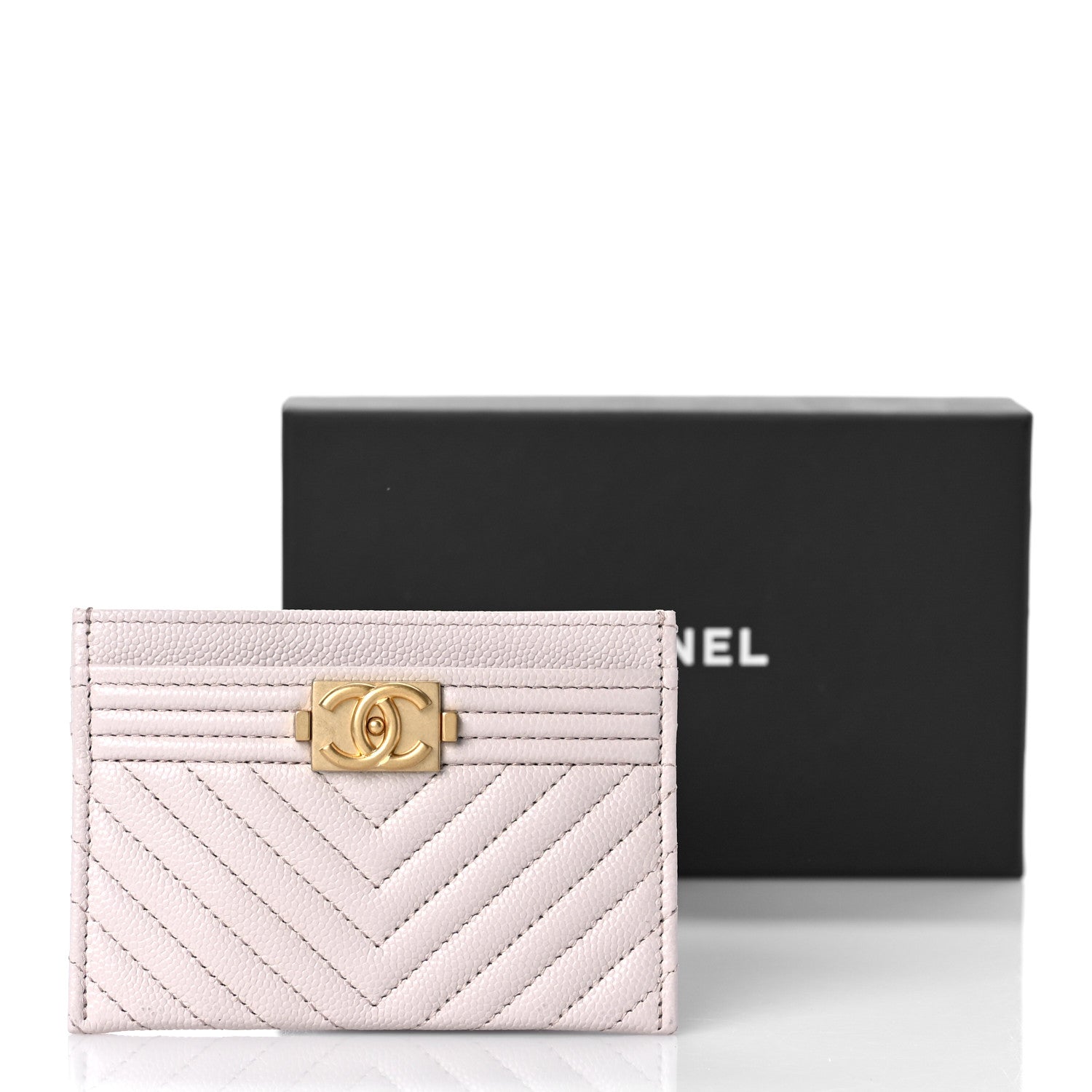 Chanel Caviar Quilted Chevron Boy Card Holder Light Purple 11 of 11