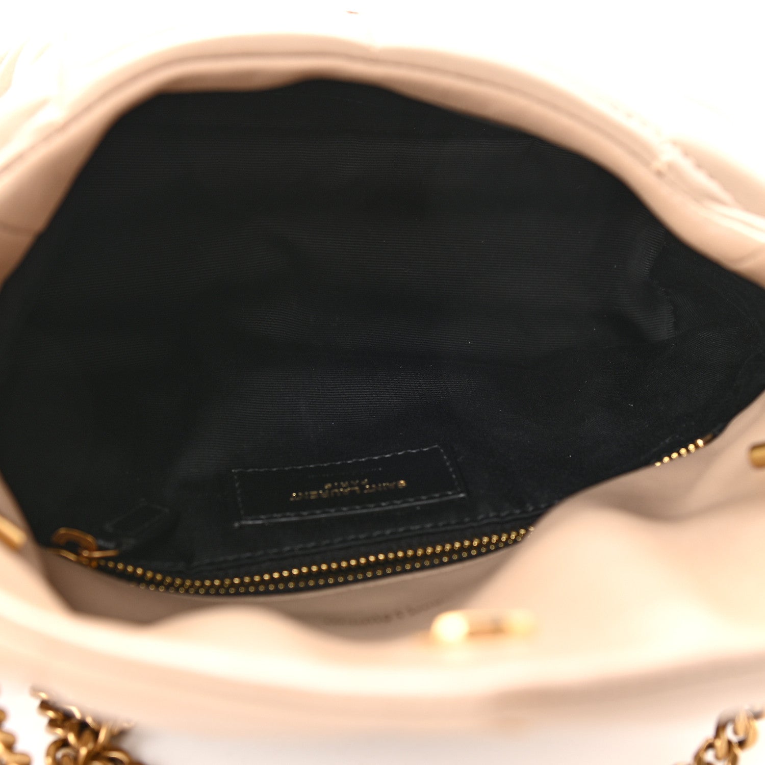 Saint Laurent Lambskin Quilted Toy Loulou Puffer Monogram Chain Satchel Nude Powder 4 of 8