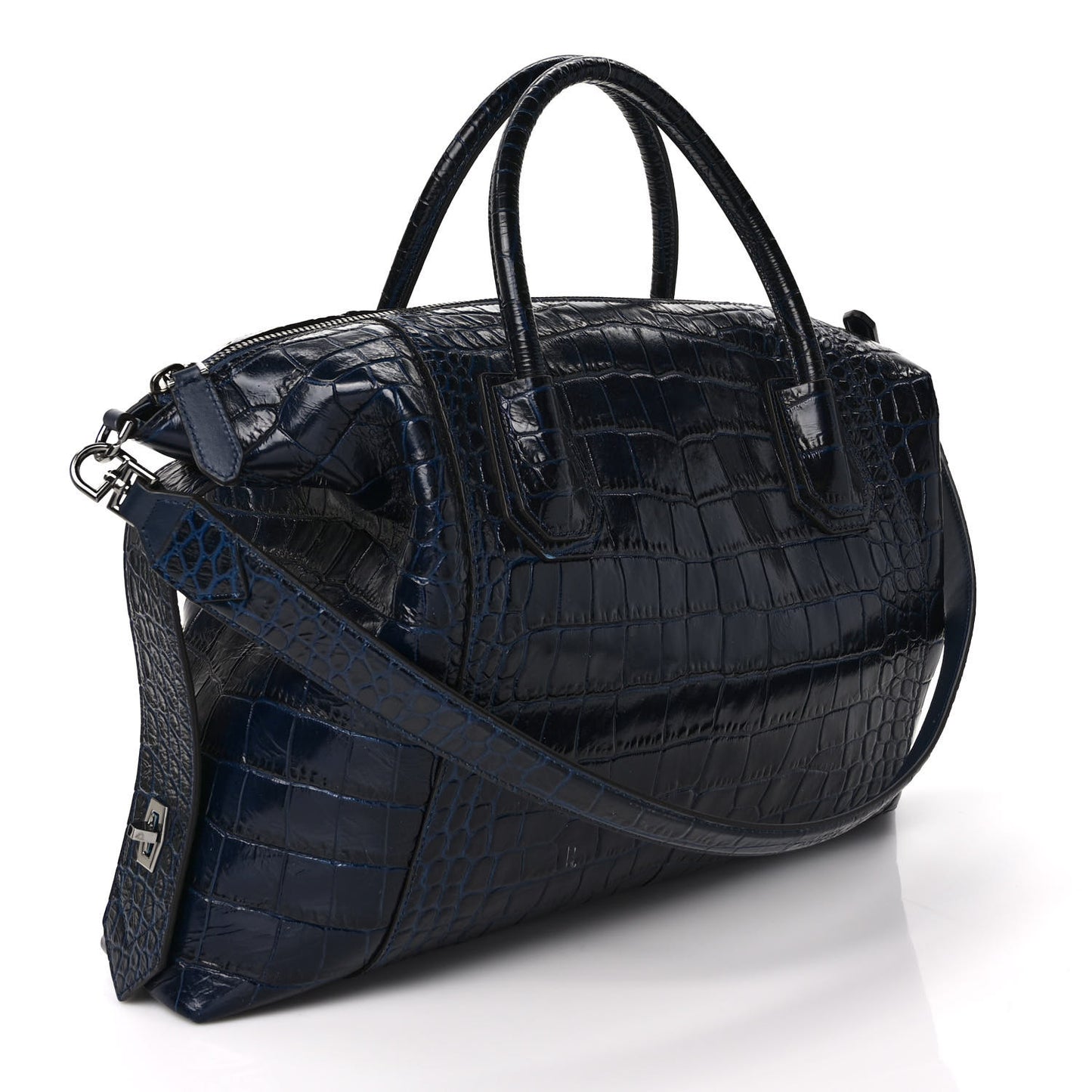 Calfskin Crocodile Embossed Medium Soft Antigona Navy