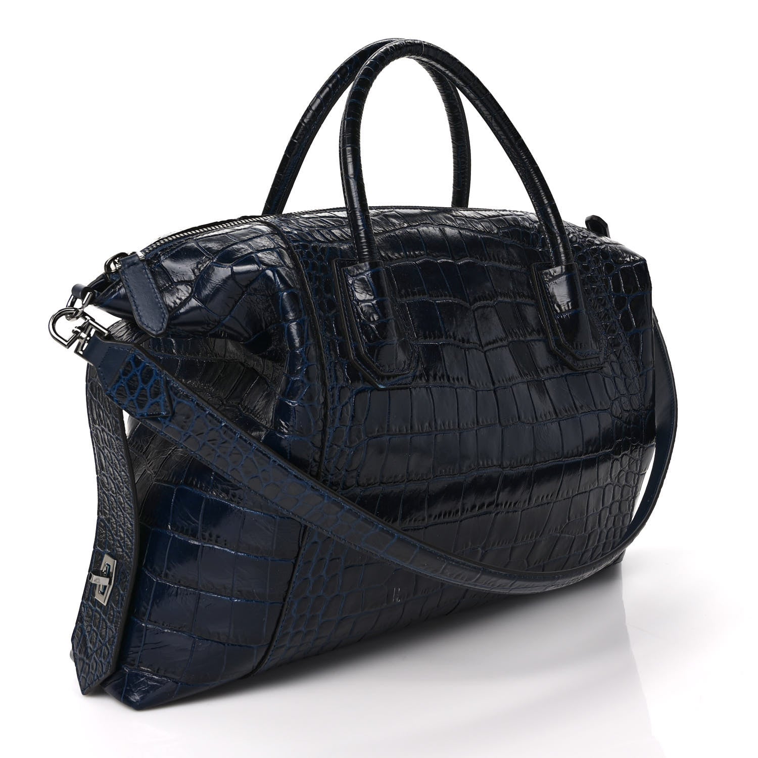 Givenchy Calfskin Crocodile Embossed Medium Soft Antigona Navy 3 of 9