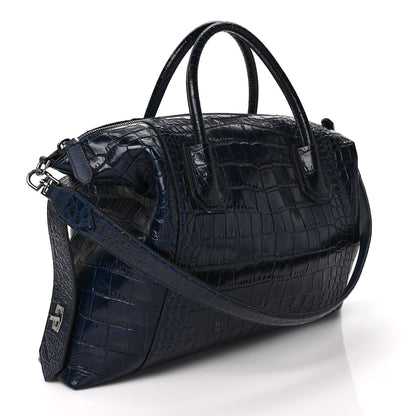 Givenchy Calfskin Crocodile Embossed Medium Soft Antigona Navy 3 of 9