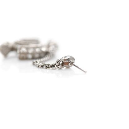 Chanel Baguette Crystal CC Drop Earrings Silver 5 of 6