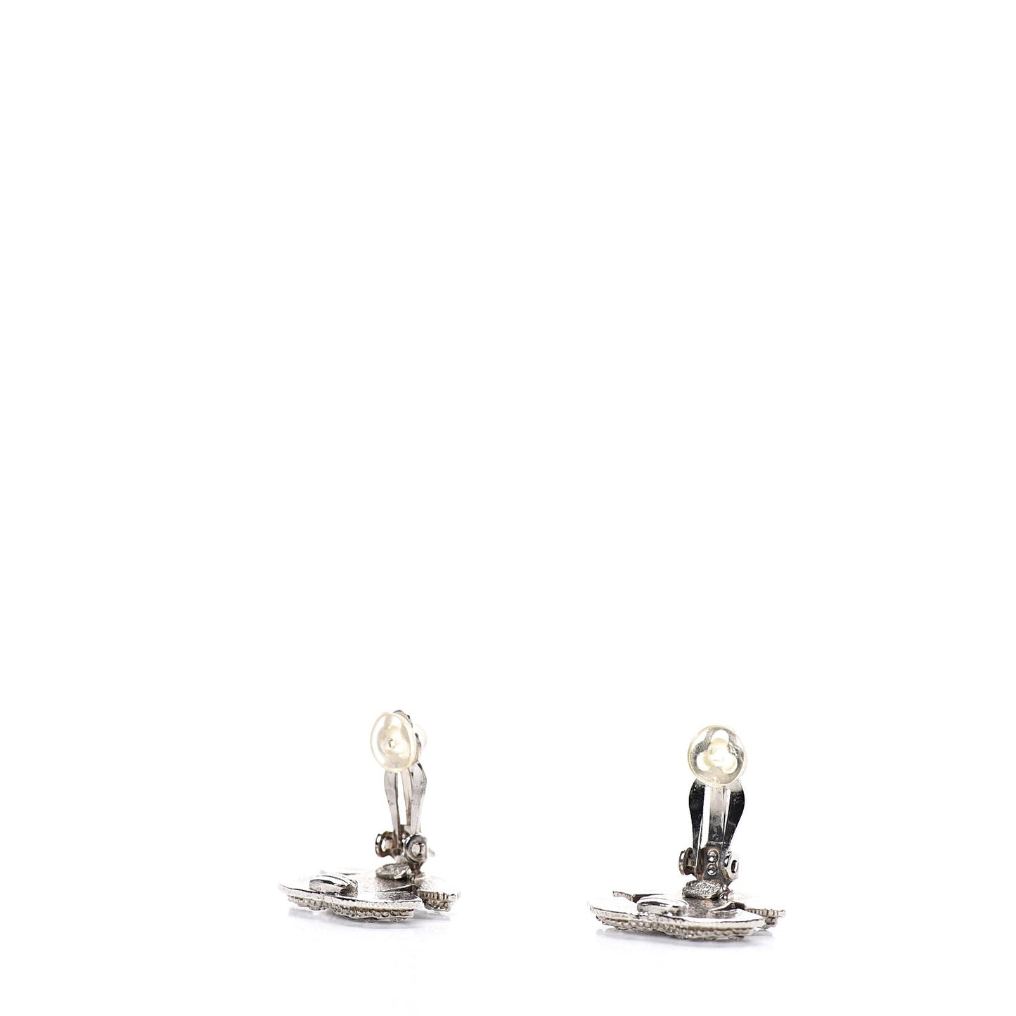 Crystal Mini Timeless CC Clip On Earrings Silver