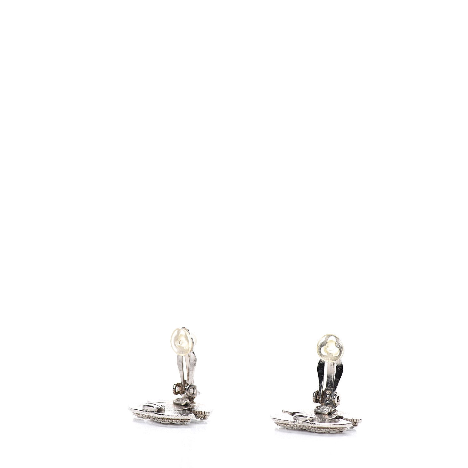 Chanel Crystal Mini Timeless CC Clip On Earrings Silver 3 of 4