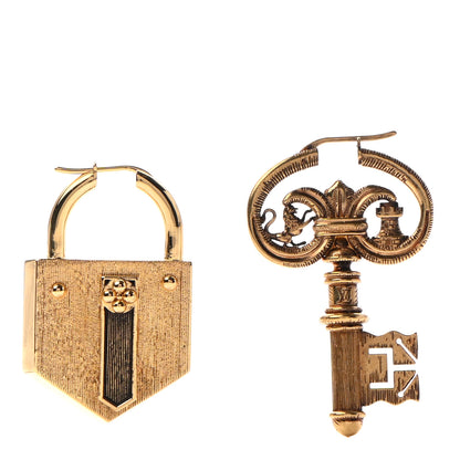 Louis Vuitton X FORNASETTI Metal Lock and Key Earrings Gold 1 of 5