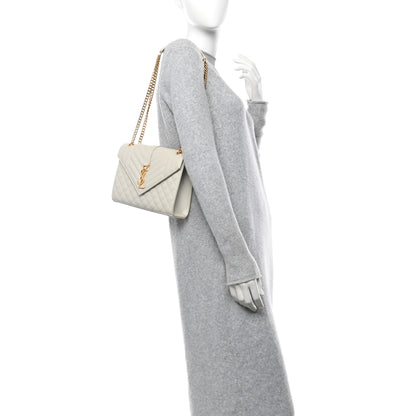 Saint Laurent Grain De Poudre Textured Mixed Matelasse Medium Triquilt Monogram Satchel Crema Soft 2 of 11