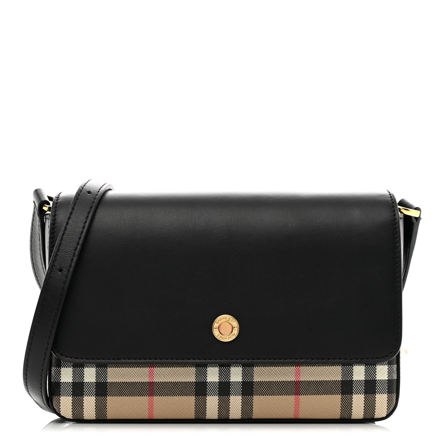 Burberry Calfskin Vintage Check New Hampshire Bag Black 1 of 9