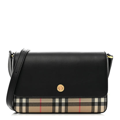 Burberry Calfskin Vintage Check New Hampshire Bag Black 1 of 9