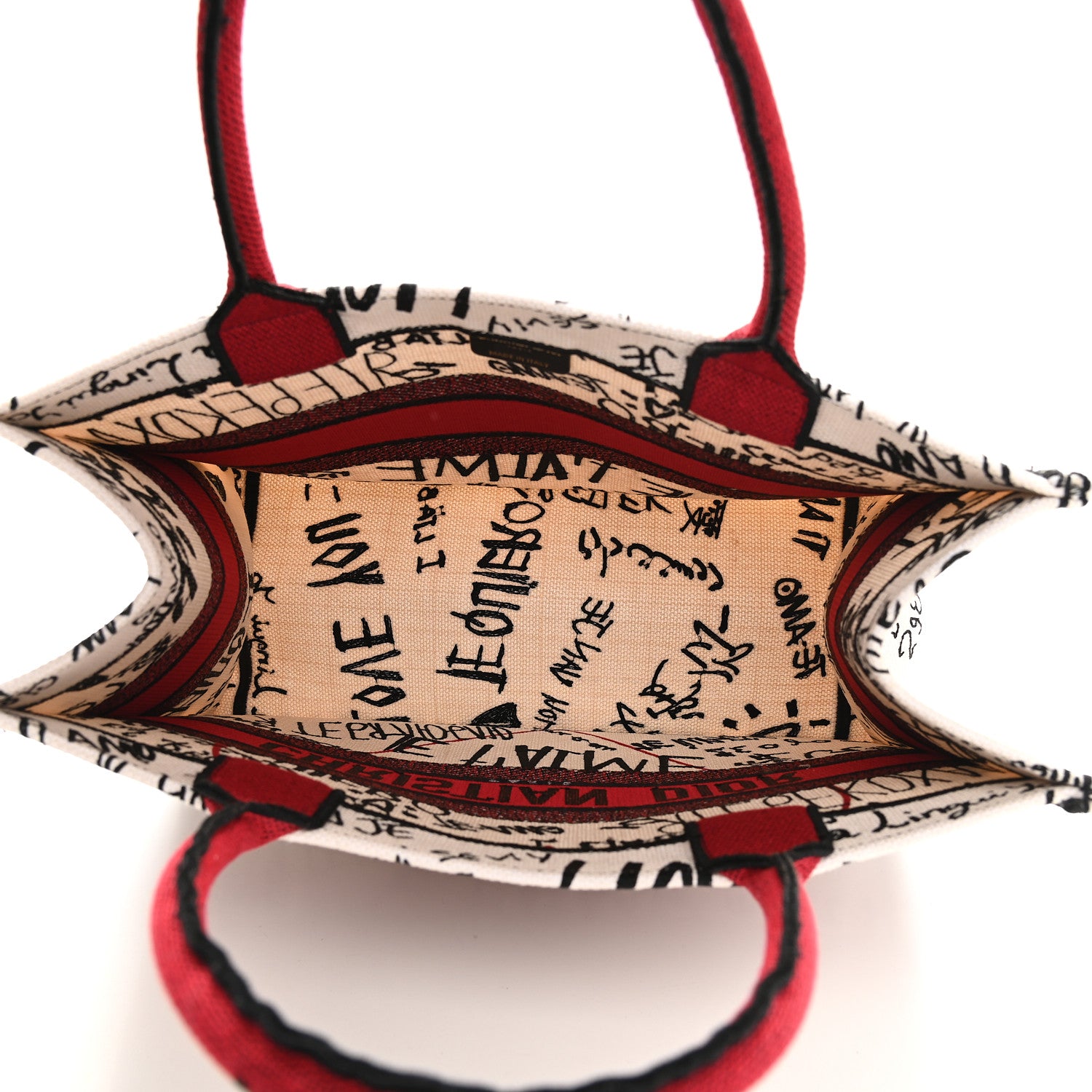 Christian Dior Canvas Embroidered Medium Dioramour Graffiti Book Tote Latte Multicolor 5 of 9